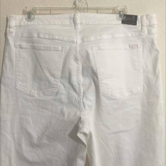 JEN7 by 7 for All Mankind Cropped Wide Leg Distressed Hem White Jeans Size 20 - Picture 2 of 10